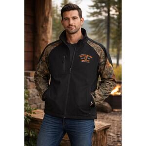 VOS Softshell Jacket with Camo Sleeves – Buckeye Blood Saloon – Size M